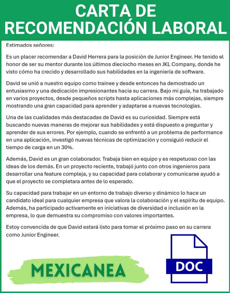 Carta De Recomendaci n Laboral Modelos Con Ejemplos Word