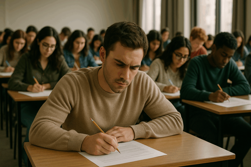 Una persona haciendo un examen psicométrico en el IMSS para ingresar