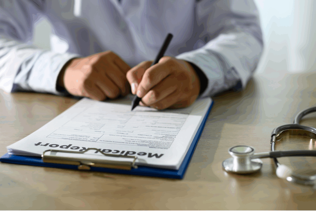 persona obteniendo el certificado laboral médico para el trabajo en una clínica en México